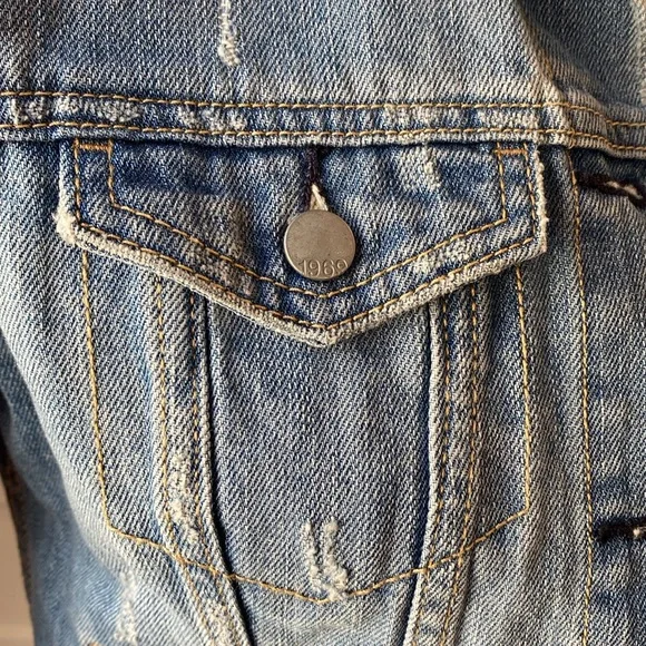GAP Distressed Denim Jacket, Size XS - Picture 12 of 17